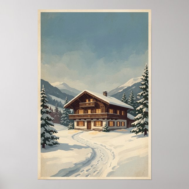 Snowy Mountain Chalet Poster (Front)