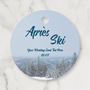 Snowy Mountain Forest Apres Ski Wedding Event Favour Tags
