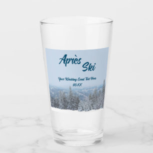 Snowy Mountain Forest Apres Ski Wedding Event Glass