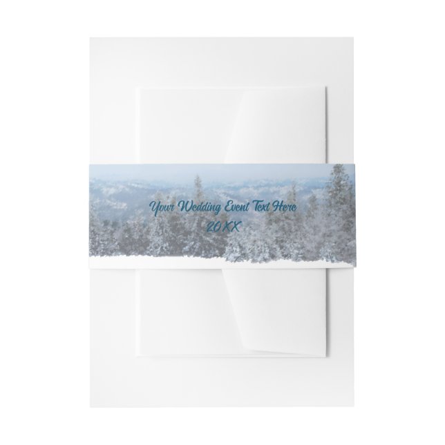 Snowy Mountain Forest Apres Ski Wedding Event Invitation Belly Band (Front Example)