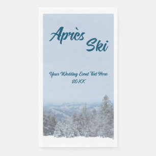 Snowy Mountain Forest Apres Ski Wedding Event Napkin