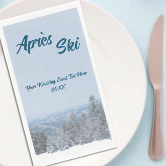 Snowy Mountain Forest Apres Ski Wedding Event Napkin (Creator Uploaded)