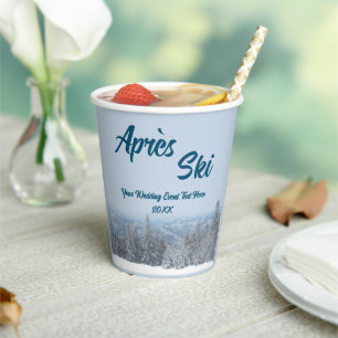 Snowy Mountain Forest Apres Ski Wedding Event Paper Cups