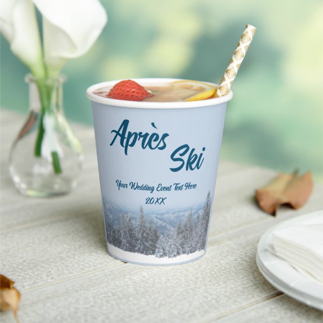 Snowy Mountain Forest Apres Ski Wedding Event Paper Cups (Insitu)