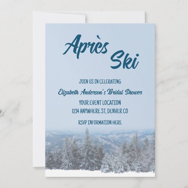 Snowy Mountain Forest Bridal Shower Invitation (Front)