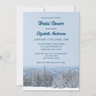 Snowy Mountain Forest Bridal Shower Invitation