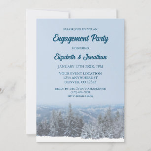 Snowy Mountain Forest Engagement Party Invitation