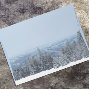 Snowy Mountain Forest Wedding Envelope