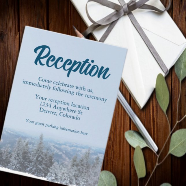 Snowy Mountain Forest Wedding Reception Enclosure Card (Creator Uploaded)