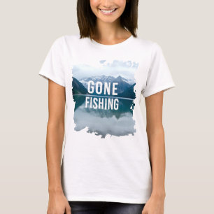 Snowy Mountain Lake Gone Fishing T-Shirt