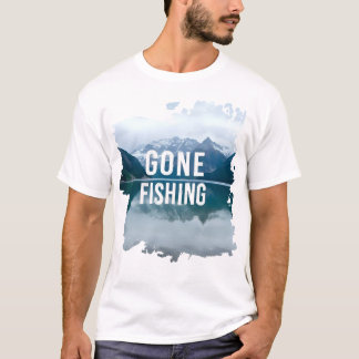 Snowy Mountain Lake Gone Fishing T-Shirt