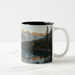 Snowy Mountain Lake Scenic Two-Tone Coffee Mug