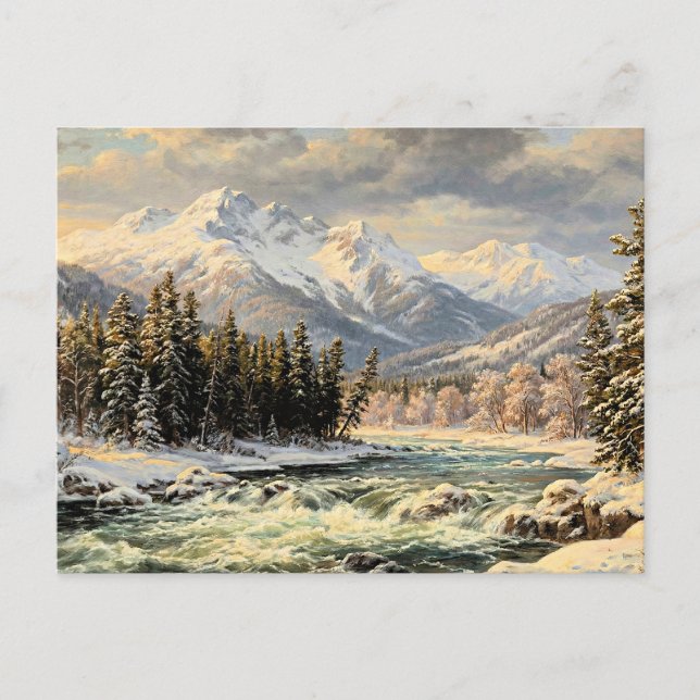 Snowy Mountain Landscape Postcard (Front)