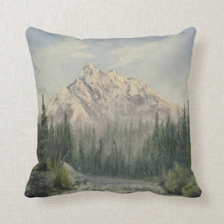 Snowy Mountain Landscape Throw Pillow