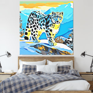 Snowy Mountain Leopard Stance Design Canvas Print