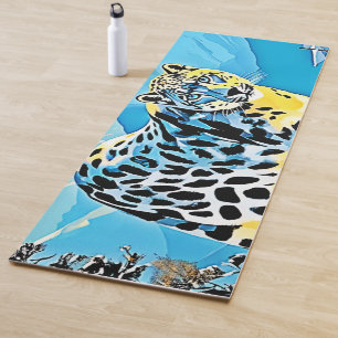 Snowy Mountain Leopard Stance Design Yoga Mat