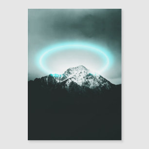 Snowy mountain mysterious blue neon light