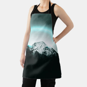 Snowy mountain mysterious blue neon light apron