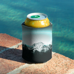 Snowy mountain mysterious blue neon light can cooler