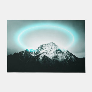 Snowy mountain mysterious blue neon light doormat