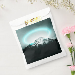 Snowy mountain mysterious blue neon light favour bags