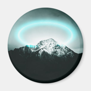 Snowy mountain mysterious blue neon light magnet