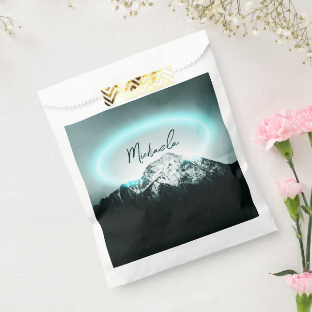 Snowy mountain mysterious blue neon light monogram favour bags (Sealed)
