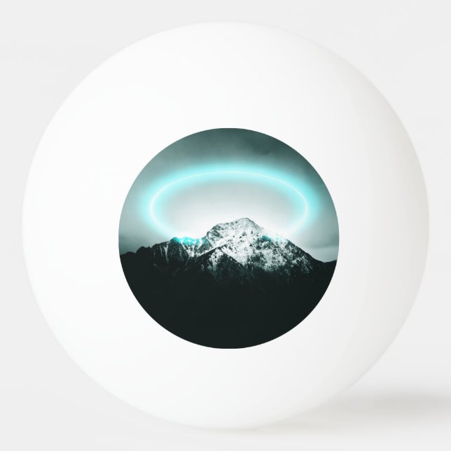 Snowy mountain mysterious blue neon light ping pong ball (Front)
