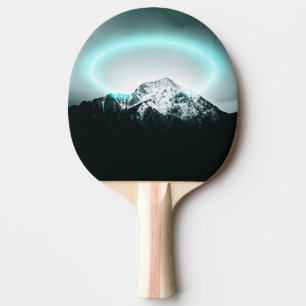 Snowy mountain mysterious blue neon light ping pong paddle