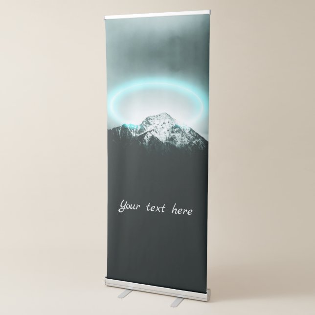 Snowy mountain mysterious blue neon light retractable banner (3/4)