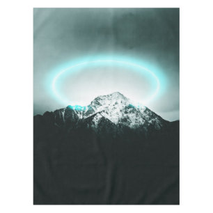 Snowy mountain mysterious blue neon light tablecloth