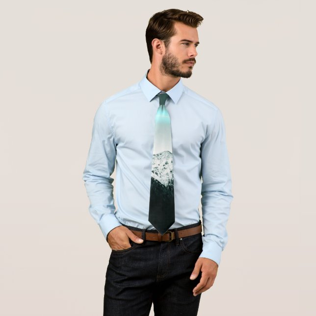 Snowy mountain mysterious blue neon light tie (In Situ)