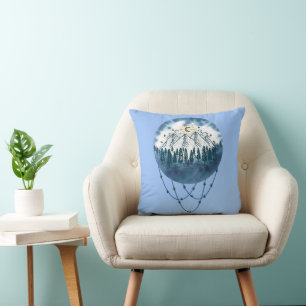 Snowy Mountain Pine Tree Nature Adventure Outdoor Cushion