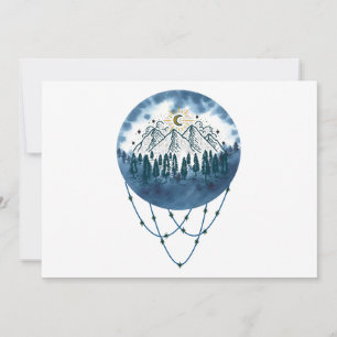 Snowy Mountain Pine Tree Nature Adventure Outdoor Holiday Card