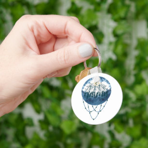 Snowy Mountain Pine Tree Nature Adventure Outdoor Key Ring
