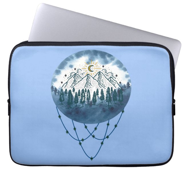 Snowy Mountain Pine Tree Nature Adventure Outdoor Laptop Sleeve (Front)