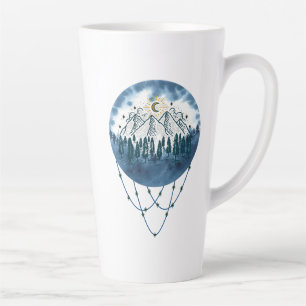 Snowy Mountain Pine Tree Nature Adventure Outdoor Latte Mug