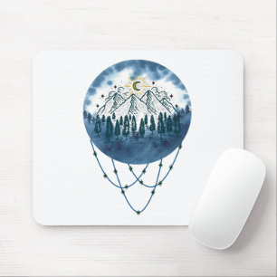 Snowy Mountain Pine Tree Nature Adventure Outdoor Mouse Mat