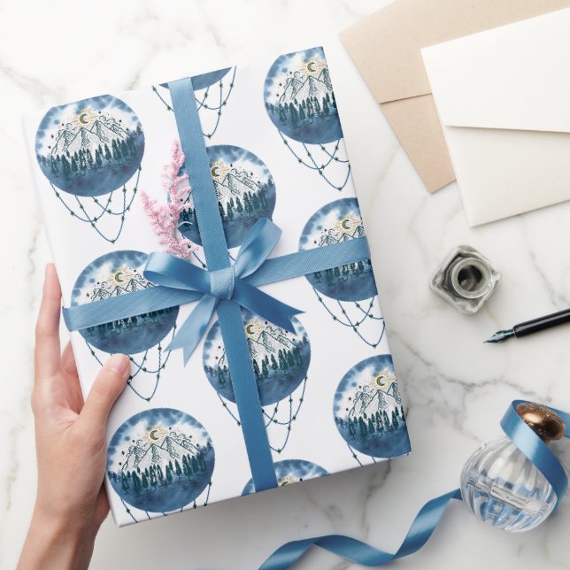 Snowy Mountain Pine Tree Nature Adventure Outdoor Wrapping Paper (Gifting)