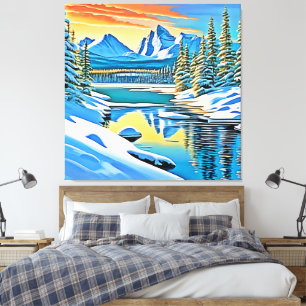 Snowy Mountain Reflection Canvas Print