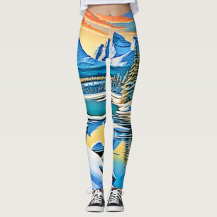 Snowy Mountain Reflection Leggings