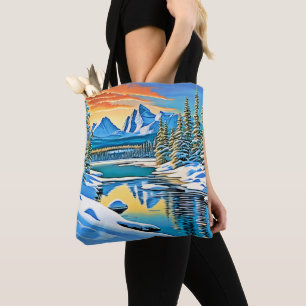 Snowy Mountain Reflection Tote Bag