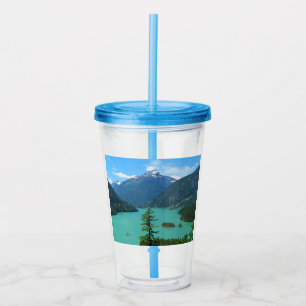 Snowy Mountain Turquoise Lake in Washington Acrylic Tumbler