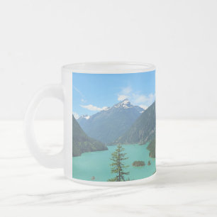 Snowy Mountain Turquoise Lake in Washington Frosted Glass Coffee Mug