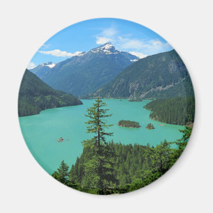 Snowy Mountain Turquoise Lake in Washington Magnet