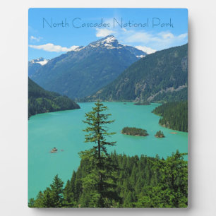 Snowy Mountain Turquoise Lake in Washington Plaque
