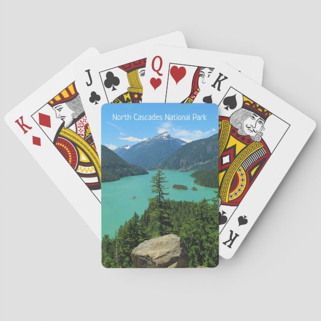 Snowy Mountain Turquoise Lake in Washington Playing Cards (Back)