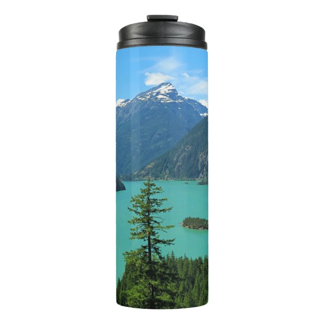 Snowy Mountain Turquoise Lake in Washington Thermal Tumbler (Front)