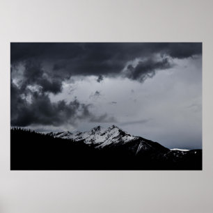 SNOWY MOUNTAIN UNDER DRAMATIC CLOUDS POSTER