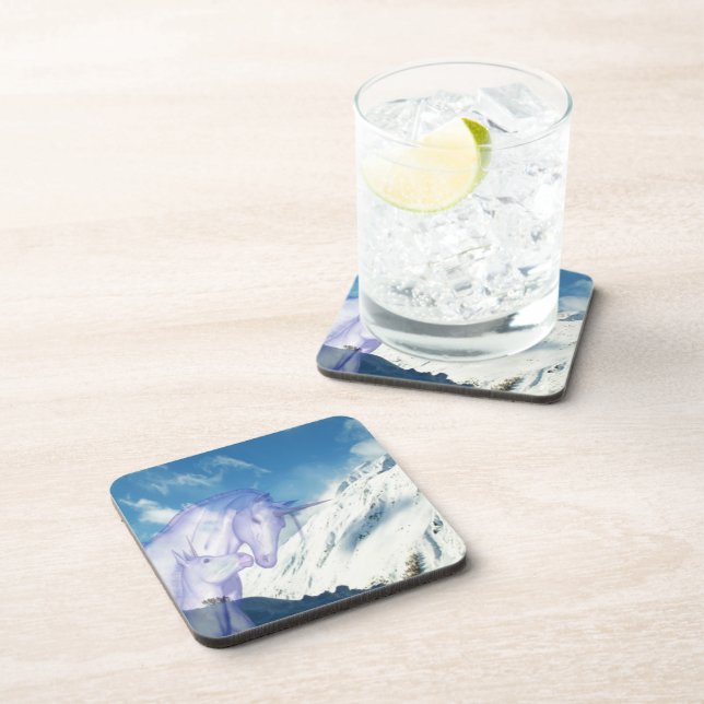 Snowy Mountain Unicorn Gentle Pause Coaster (Right Side)